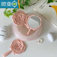 敬平好用玫瑰花朵化妆镜/ins风迷你便携手持补妆镜学生随身小镜子 奶粉1个便携式用镜