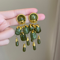 中古vintage港风长流苏耳环女复古宫廷风耳钉夸张独特高级感耳饰送女朋友老婆情人节七夕生日礼物