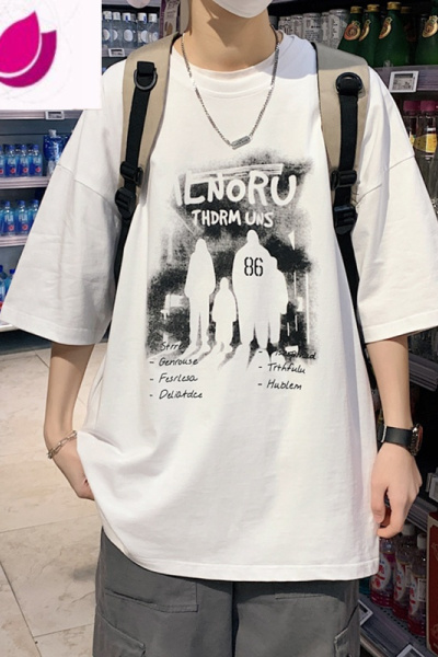 七斓美式复古短袖T恤男士夏装新款韩版潮牌百搭半截袖衣服ins宽松体恤