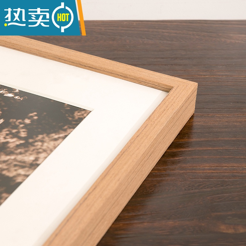 敬平实木大相框20寸24寸36水彩素描海报画框挂墙 A3营业执照框架定制 复古木纹 18寸(内径35.3X45.6cm)