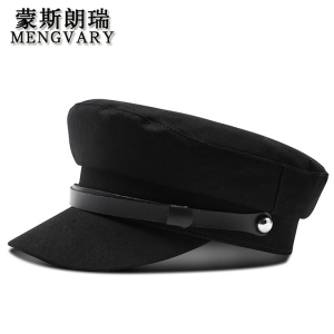 蒙斯朗瑞女士帽子韩版潮流休闲贝雷帽户外逛街新品平顶帽网红舞蹈复古鸭舌帽女百搭 黑色