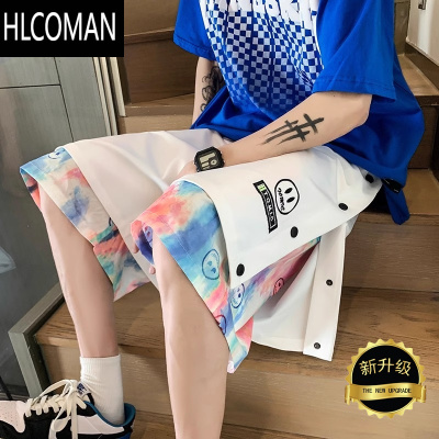 HLCOMAN排扣短裤男士夏季潮牌裤子大码裤衩宽松休闲运动篮球假五分裤