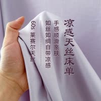 A类夏季纯色莱赛尔天丝床单单件新款冰丝凉感被单枕套三件套