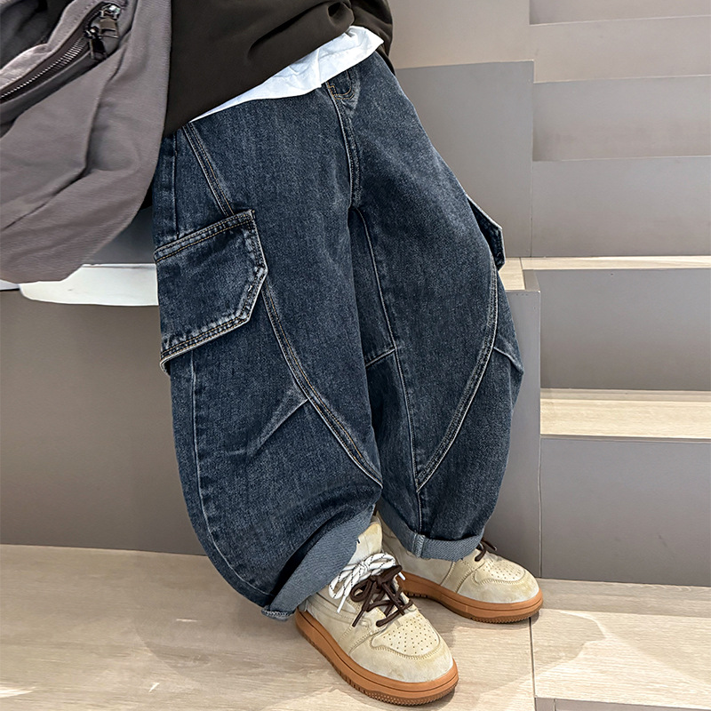 男童牛仔裤春季炸街中大童裤子痞帅直筒长裤儿童装春装春秋新款