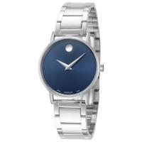 摩凡陀(MOVADO)经典石英表银色表带蓝盘30米防水女士表