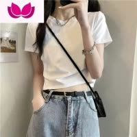 七斓字母T恤女2023新款夏季白色短款修身ins潮牌欧货短袖洋气上衣
