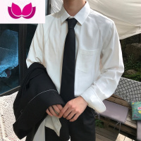 七斓白衬衫男士长袖衬衣韩版潮流修身帅气西装休闲学生男寸衫正装港风