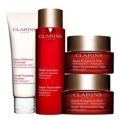 娇韵诗（CLARINS）花样年华女士面部护肤套装礼盒紧致提拉易吸收保湿细腻紧致套装洁面+水+日霜+晚霜