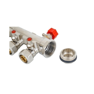 中锦科技 分水器 地暖分水器 主杠DN25(1寸)适配地暖管25mm(6分)6路 套