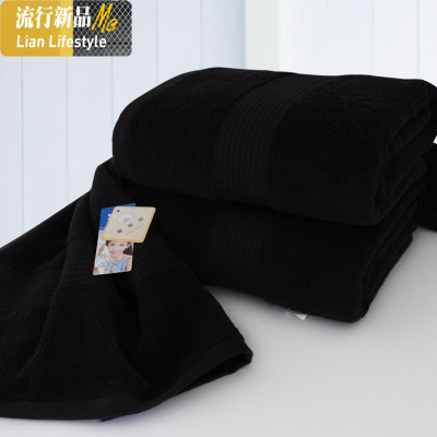 棉加厚黑色足疗火疗店浴巾白色酒店店成人浴巾男加大90*180 三维工匠