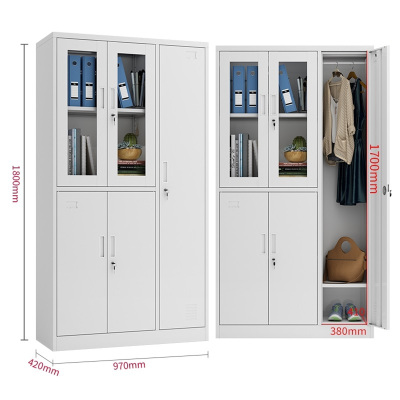 易企采 钢制加厚五门衣柜 员工更衣柜 储物柜 学生宿舍带锁储物柜 浴室衣柜 健身房存包柜 铁皮柜