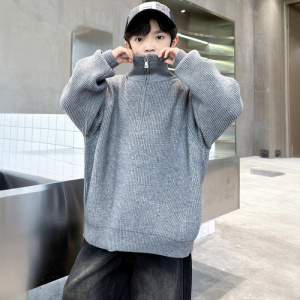 男童半高领毛衣秋冬款新款冬季大男孩冬装儿童装加厚针织线衣