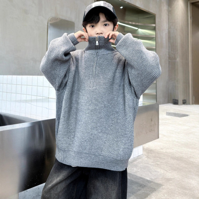 男童半高领毛衣秋冬款新款冬季大男孩冬装儿童装加厚针织线衣