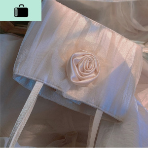 夏天新款网纱花朵包超温柔仙女包手提包女复古仙气蕾丝腋肩包NEW LAKE 香槟色女士单肩包 香槟色