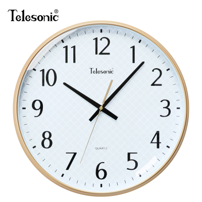  TELESONIC/天王星时钟大气居家挂钟餐厅创意挂表北欧现代简约石英钟表圆形客厅表 14英寸圆形香槟金（直径36厘米）