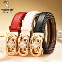 啄木鸟女士真皮自动扣皮带女式百搭二层牛皮腰带时尚裤带2025新款