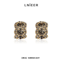 轻奢黑色锆石耳钉女小众设计感复古简约耳环新款高级感精致耳饰品送女朋友老婆情人节七夕生日礼物