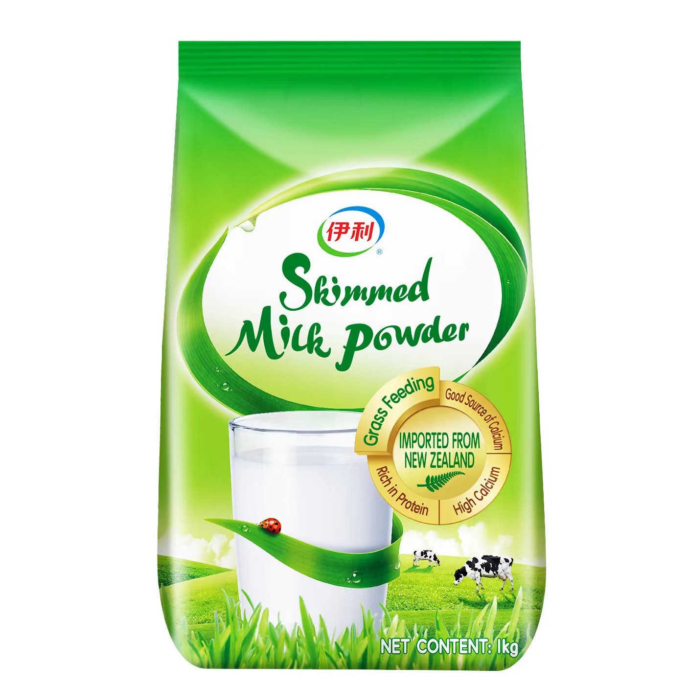 伊利 脱脂奶粉1kg袋装 新西兰原装进口脱脂奶粉 成人奶粉学生女士中