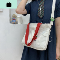 刺绣帆布包包女单肩斜挎包韩版百搭ins日系手提包大容量学生女包NEW LAKE女斜挎包