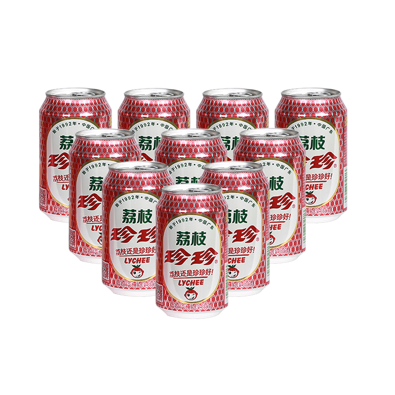 珍珍荔枝饮料整箱330ml*24罐 80 90后怀旧零食品碳酸汽水