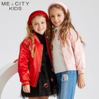 [2件2折价:41]米喜迪mecity童装女童棉服嘴唇双翻珠片棒球领棉服