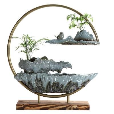 美帮汇新中式禅意流水器喷泉加湿器办公室桌面装饰摆件开业送礼