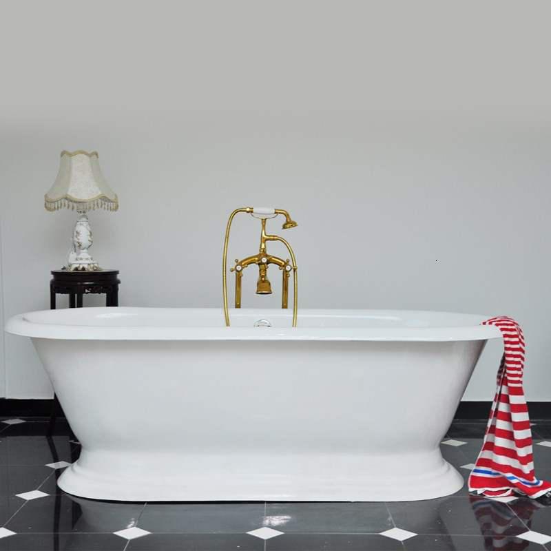 搪瓷落地浴缸闪电客落地式一体浴缸包边 智洁釉面 铸铁落地 1829x800x