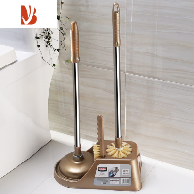 三维工匠家用马桶刷吸皮搋子带底座套装清洁疏通器长柄不锈钢洗厕所刷子