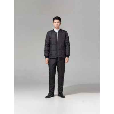 男士羽绒丝服内胆套装冬季中老年爸爸装加厚羽绒丝裤+保暖内衣两