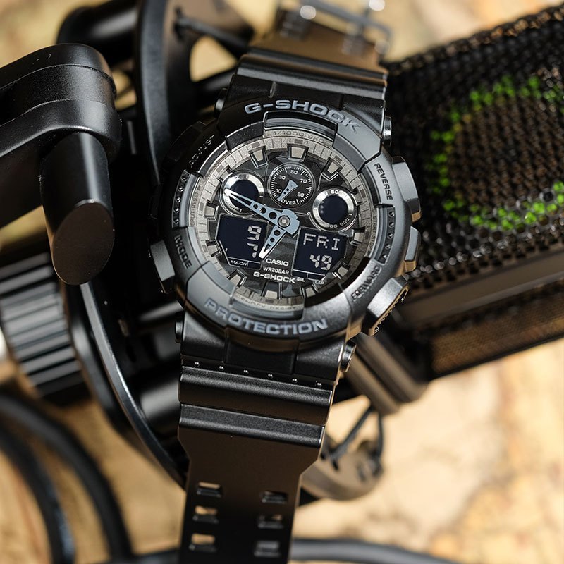 CASIO官方旗舰店拆弹专家黑武士手表男正品gshock限定黑暗之心运动手表GA-100CF迷彩石英表男士运动日韩腕表