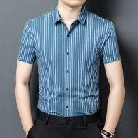 条纹短袖衬衫男2025夏短袖新款品质半袖衬衣免烫上衣休闲