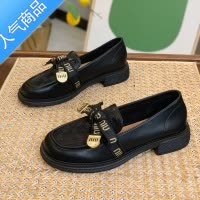 SUNTEK黑色小皮鞋女2023新款春秋平底乐福鞋软底哑光jk单鞋鞋英伦一脚蹬