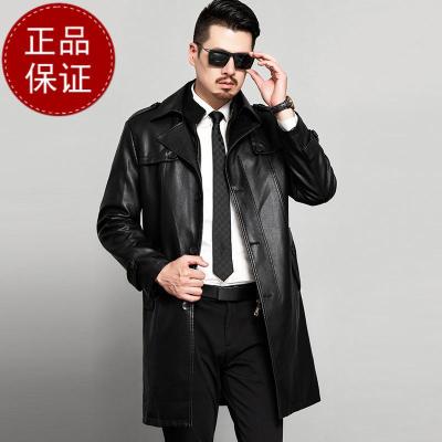 掉皮包换秋冬新款海宁真皮皮衣男中长款风衣绵羊皮西装领皮夹克男士外套潮早买早便宜