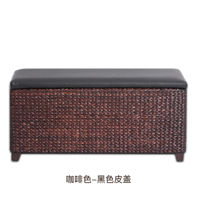 北欧藤编收纳凳子储物凳可坐成人玩具整理箱床尾凳阿斯卡利(ASCARI)沙发换鞋咖啡色单人款（长47宽32高38厘米）