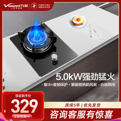 万和(Vanward)一级能效 5.0kW燃气灶天然气灶具单眼灶 台式灶具嵌入式灶两用 燃气炉具自营 JZT-E6L90