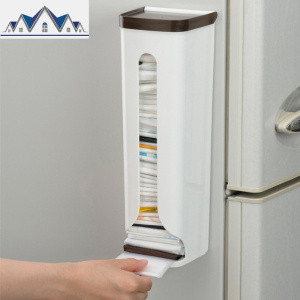 创意厨房垃圾袋收纳盒塑料袋购物袋收纳盒壁挂式收纳架置物架 三维工匠 白色