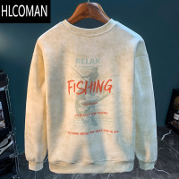 HLCOMAN美式卫衣男2024年新款潮流T恤长袖上衣圆领印花复古男士衣服