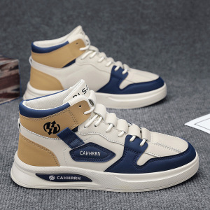 秋季男士潮流百搭低帮厚底简约韩系板鞋透气舒适拼色款时尚休闲鞋