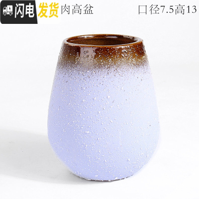 三维工匠复古创意个性多肉悬崖老桩高花盆缺口造型控型盆陶瓷绿植老庄花器 大号紫色多肉高盆 中等花盆容器