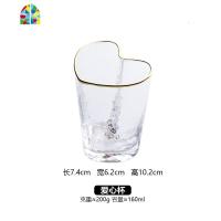 创意爱心锤纹金边玻璃碗爱心杯水果甜品碗燕窝碗网红早餐碗 FENGHOU 爱心杯
