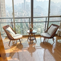 紫叶阳台休闲桌椅组合藤椅单人休闲沙发茶几三件套简约北欧茶桌椅