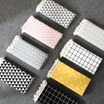 京城派 北欧ins风桌布防水棉麻格子装饰 素色印花小清新台布茶几垫餐桌布