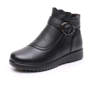 秋季新款真皮妈妈棉鞋软底防滑加厚舒适中老年女棉鞋厂家直销