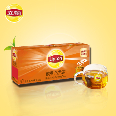 立顿韵香乌龙茶茶包优选福建乌龙茶叶办公室袋泡茶25包/45g盒装
