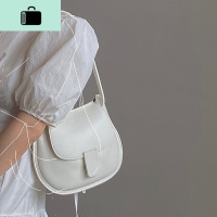 小众个性马鞍包女韩版可爱ins网红小圆包2020流行新款单肩斜挎包NEW LAKE 白色女斜挎包