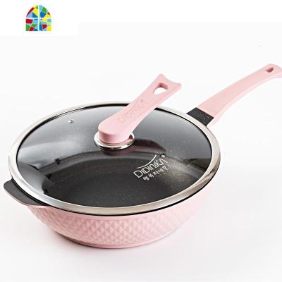 韩国炒菜锅32CM不粘锅家用燃气电池炉通用钻石炒锅 FENGHOU 第4代蓝钻石炒锅送硅胶铲等