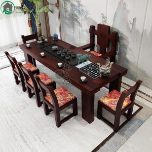 森美人老船桌椅组合原实木功夫茶台新中式泡喝茶几禅意家具阳台