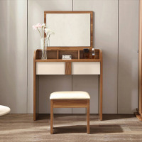 胡桃色梳妆台卧室小户型简约现代化妆桌 女生梳妆桌田园经济型