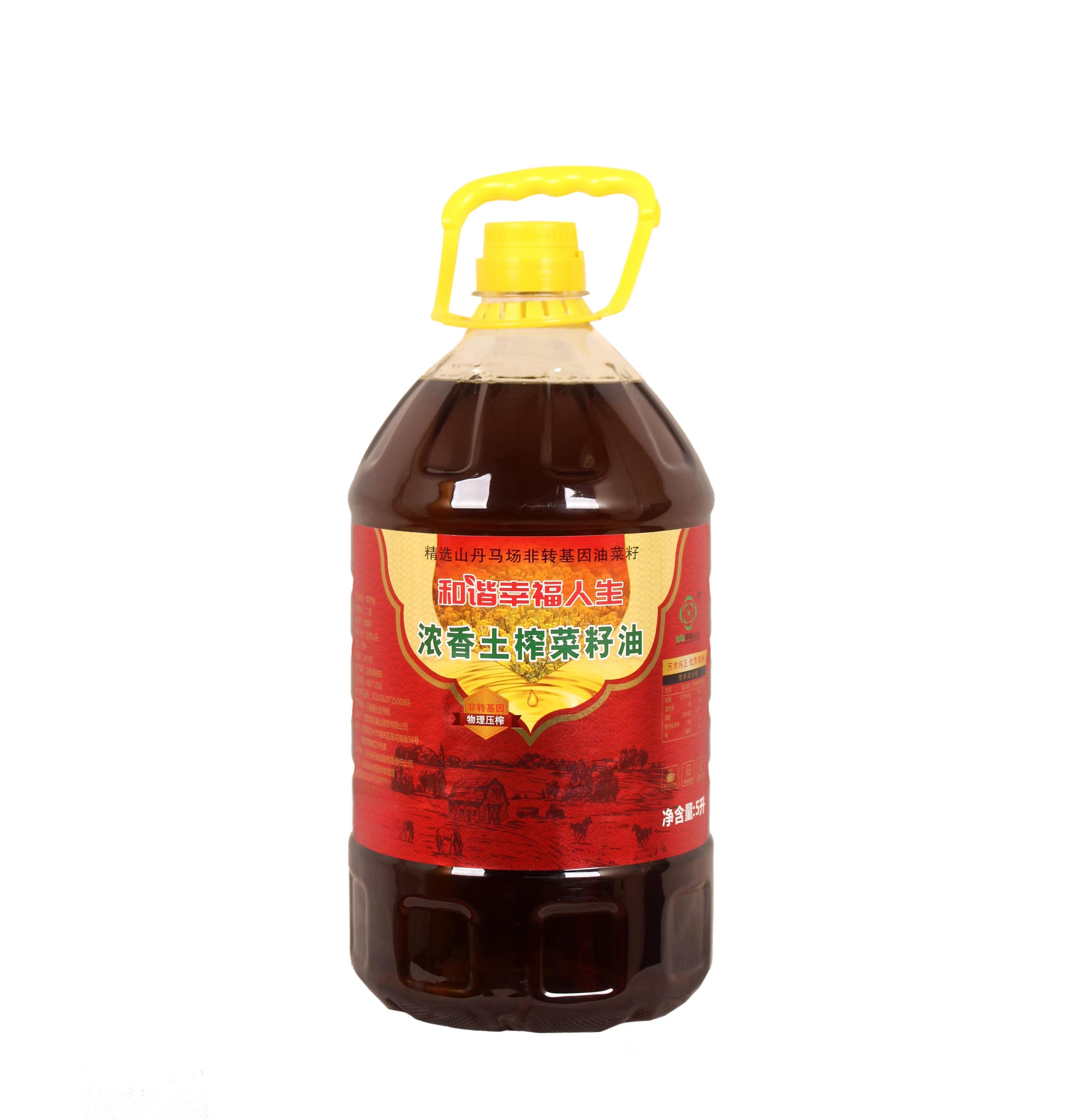 和谐幸福人生浓香土榨菜籽油5L/桶