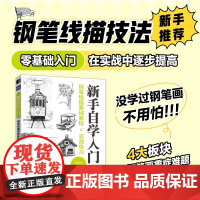 钢笔线描基础教程实战练习 新手自学入门 钢笔画教程书钢笔画手绘表现技法黑白钢笔画速写植物建筑城市风景描摹本素描线描素材